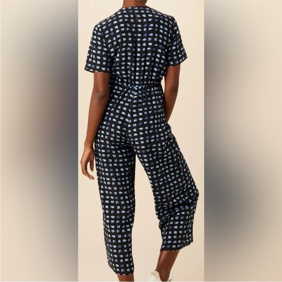 Amour Vert Fantasia Washable Silk Twisted Wide Leg Jumpsuit in Squared Up - Picture 3 of 11